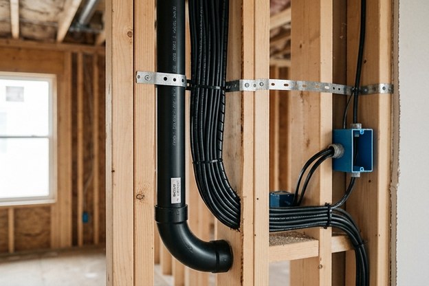 Cable management in a wall